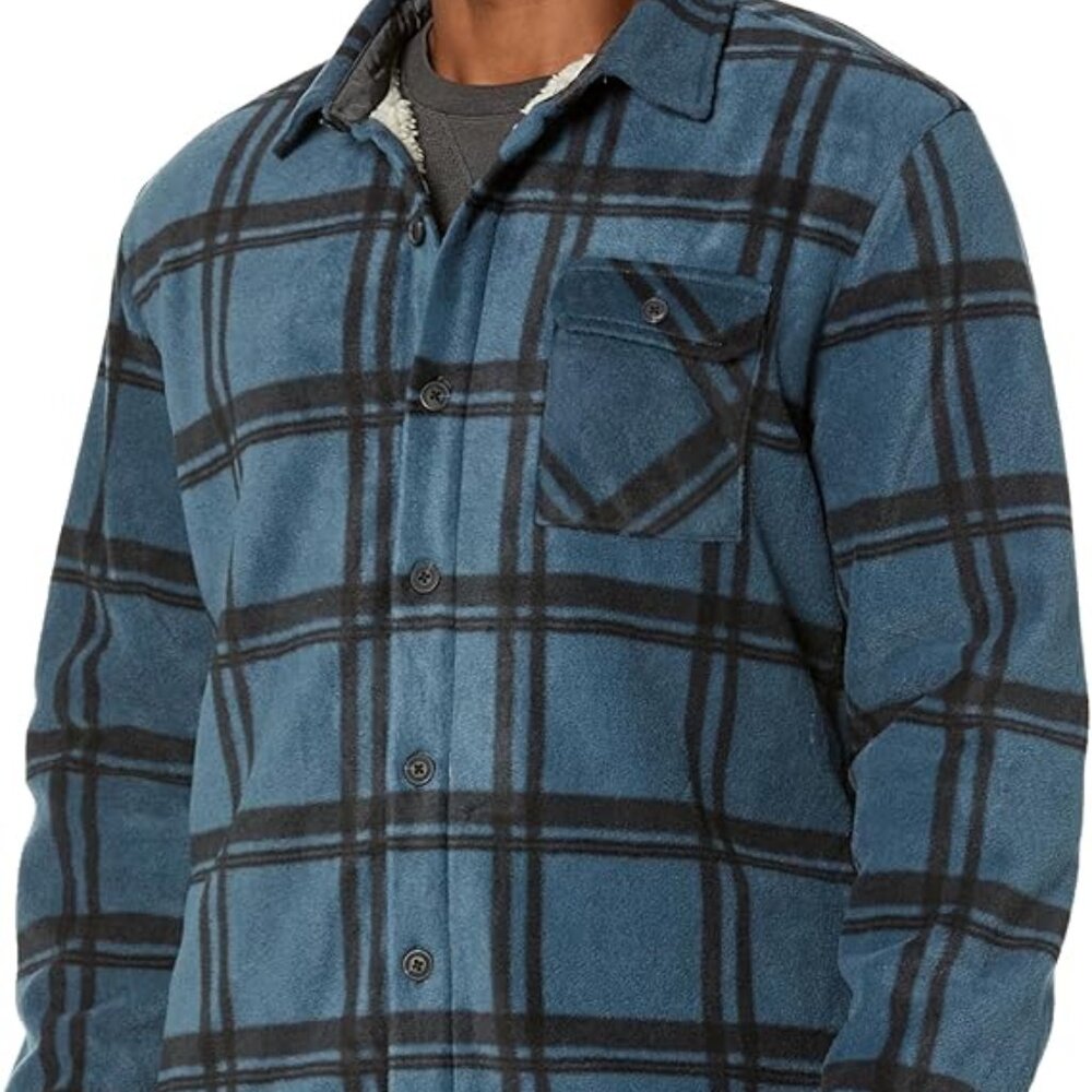 UNIONBAY Woodsman Microfleece Lined Men Dark Shadow Flannel Shirt Jacket Size M